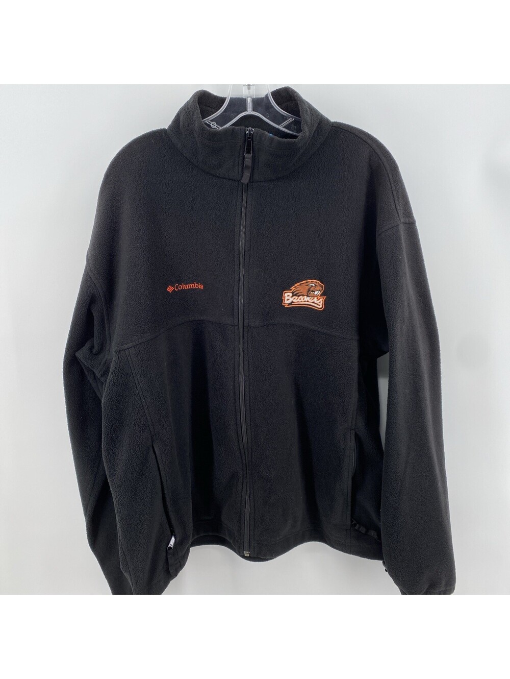 Oregon State Beavers Columbia Fleece Jacket Mens XL Black Full Zip